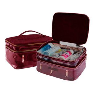 Burgundy Cosmetic Organizer Travel Makeup Bag